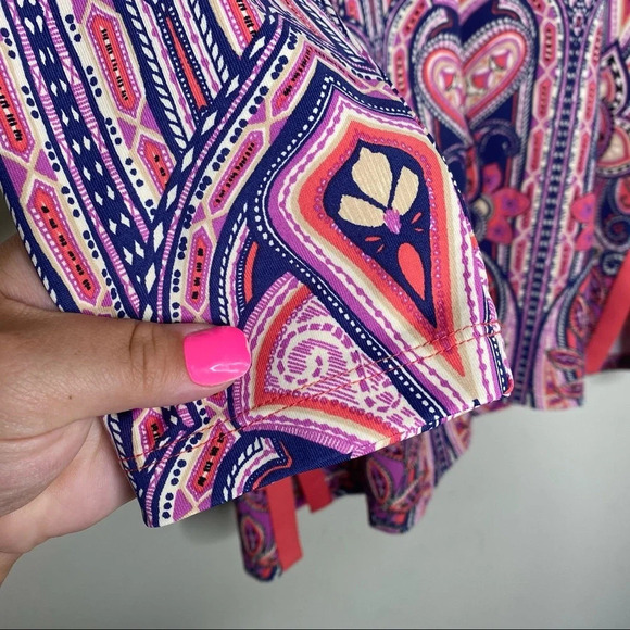 J. McLaughlin Navy Purple Mayan Paisley Catalina Cloth Boca Tunic Top Size Small - Picture 6 of 11